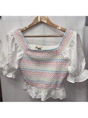 NWT Women’s Savanna Jane Zigzag Smocked Top Sz Small